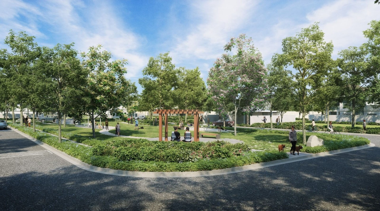 Serene pocket park at Yume, Riverpark.